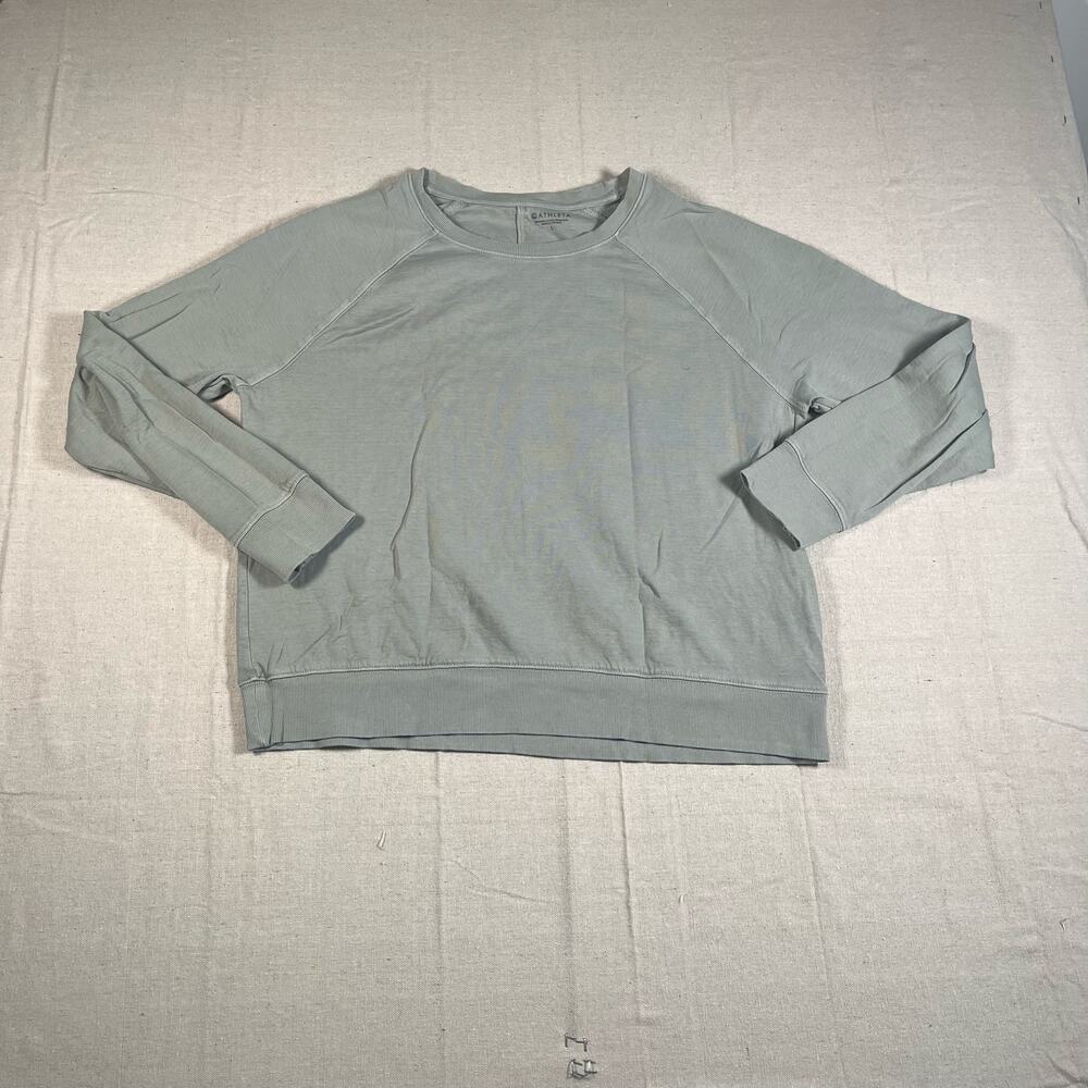 Athleta Womens Long Sleeve Crew Neck Sweater Light Green